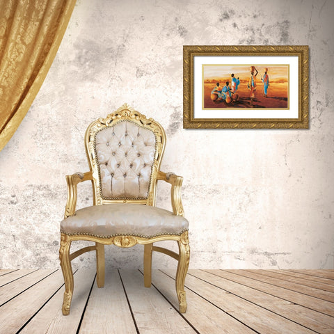 Apres-midi en Afrique Gold Ornate Wood Framed Art Print with Double Matting by Beaumont, Jaques