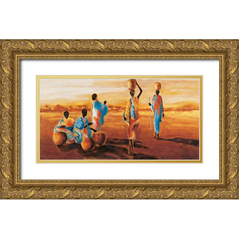 Apres-midi en Afrique Gold Ornate Wood Framed Art Print with Double Matting by Beaumont, Jaques