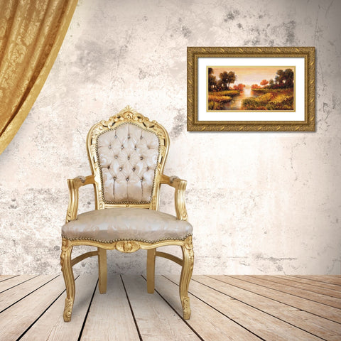 Pond at Daybreak Gold Ornate Wood Framed Art Print with Double Matting by Leonard, Jeffrey