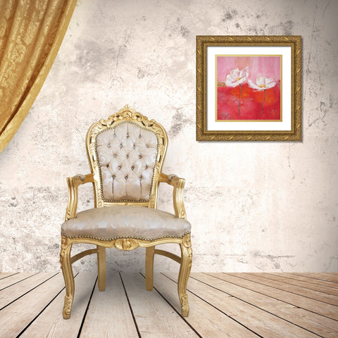 Fleurs en rose I Gold Ornate Wood Framed Art Print with Double Matting by Herbert, Isabelle
