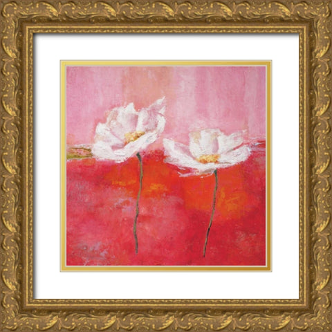 Fleurs en rose I Gold Ornate Wood Framed Art Print with Double Matting by Herbert, Isabelle