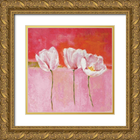 Fleurs en rose II Gold Ornate Wood Framed Art Print with Double Matting by Herbert, Isabelle