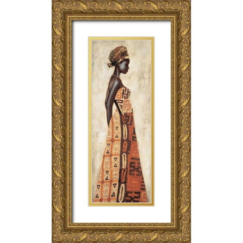 Femme Africaine I Gold Ornate Wood Framed Art Print with Double Matting by Leconte, Jacques