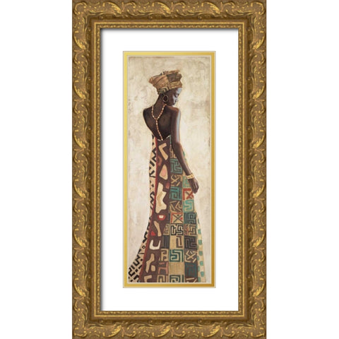 Femme Africaine III Gold Ornate Wood Framed Art Print with Double Matting by Leconte, Jacques