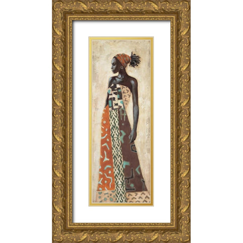 Femme Africaine IV Gold Ornate Wood Framed Art Print with Double Matting by Leconte, Jacques