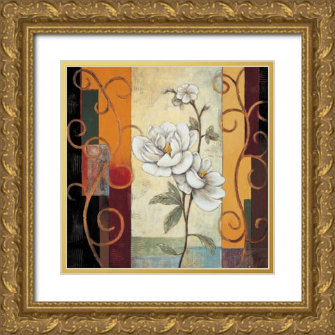 Magnolia Gold Ornate Wood Framed Art Print with Double Matting by Deveraux, Jill