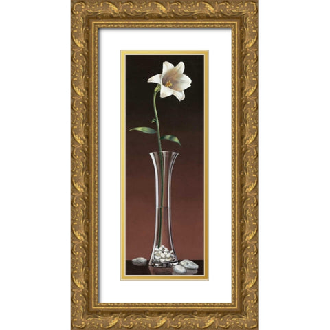 Lily Haiku Gold Ornate Wood Framed Art Print with Double Matting by Ross, Yuki