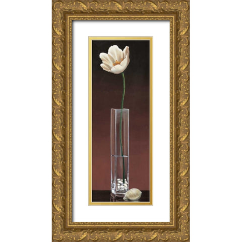 Tulip Haiku Gold Ornate Wood Framed Art Print with Double Matting by Ross, Yuki
