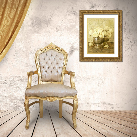 Golden Roses II Gold Ornate Wood Framed Art Print with Double Matting by Seba, John