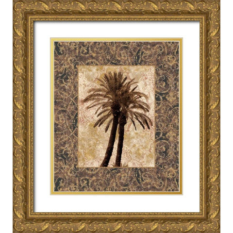 Palm Collage I Gold Ornate Wood Framed Art Print with Double Matting by Seba, John