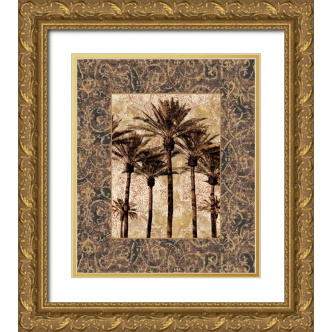 Palm Collage II Gold Ornate Wood Framed Art Print with Double Matting by Seba, John