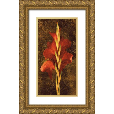 Gladiola Gold Ornate Wood Framed Art Print with Double Matting by Seba, John