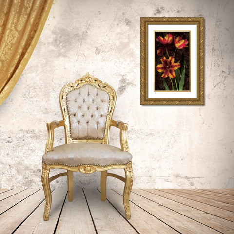 Decorative Tulips I Gold Ornate Wood Framed Art Print with Double Matting by Seba, John