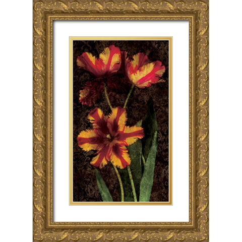 Decorative Tulips I Gold Ornate Wood Framed Art Print with Double Matting by Seba, John