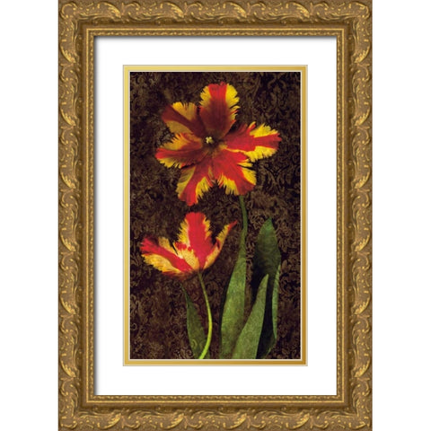 Decorative Tulips II Gold Ornate Wood Framed Art Print with Double Matting by Seba, John