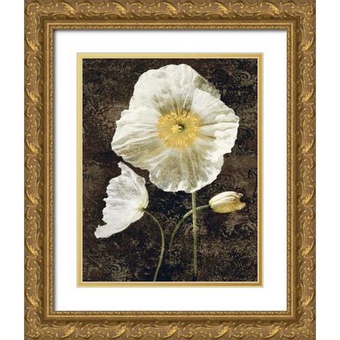 Poppies II Gold Ornate Wood Framed Art Print with Double Matting by Seba, John