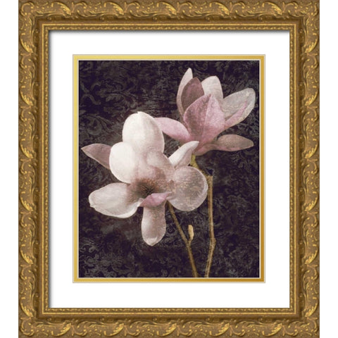 Pink Magnolias I Gold Ornate Wood Framed Art Print with Double Matting by Seba, John