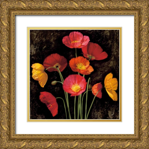 Poppy Bouquet I Gold Ornate Wood Framed Art Print with Double Matting by Seba, John