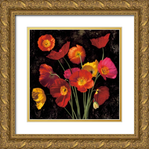 Poppy Bouquet II Gold Ornate Wood Framed Art Print with Double Matting by Seba, John