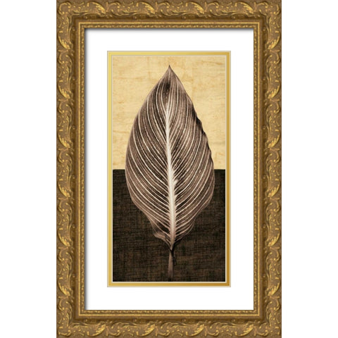 Palm Leaf I Gold Ornate Wood Framed Art Print with Double Matting by Seba, John