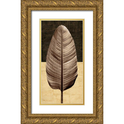 Palm Leaf II Gold Ornate Wood Framed Art Print with Double Matting by Seba, John
