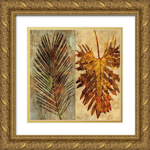 Palms Pairs II Gold Ornate Wood Framed Art Print with Double Matting by Seba, John