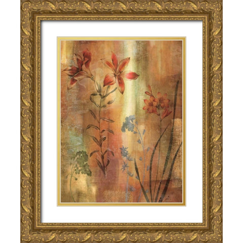 Tulip Garden I Gold Ornate Wood Framed Art Print with Double Matting by Seba, John