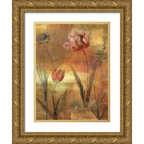 Tulip Garden II Gold Ornate Wood Framed Art Print with Double Matting by Seba, John