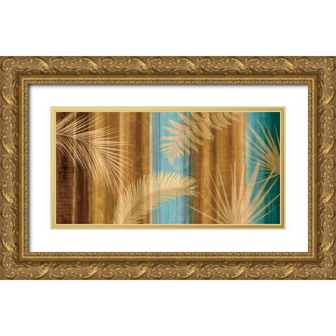 Caribbean Palms Gold Ornate Wood Framed Art Print with Double Matting by Seba, John
