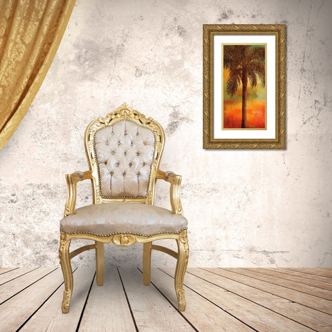 Sunset Palms I Gold Ornate Wood Framed Art Print with Double Matting by Seba, John