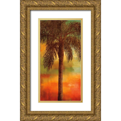 Sunset Palms I Gold Ornate Wood Framed Art Print with Double Matting by Seba, John