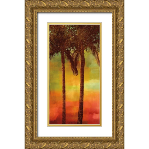 Sunset Palms II Gold Ornate Wood Framed Art Print with Double Matting by Seba, John