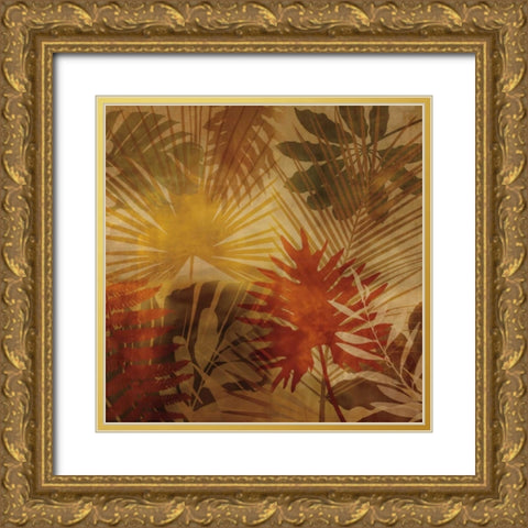 Sunlit Palms I Gold Ornate Wood Framed Art Print with Double Matting by Seba, John