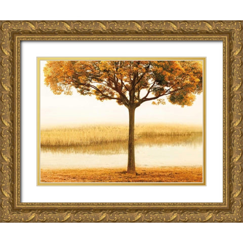 Golden Morning I Gold Ornate Wood Framed Art Print with Double Matting by Seba, John