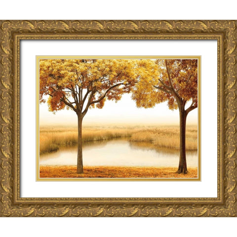 Golden Morning II Gold Ornate Wood Framed Art Print with Double Matting by Seba, John