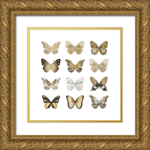 Butterfly Study in Gold III Gold Ornate Wood Framed Art Print with Double Matting by Bosco, Julia