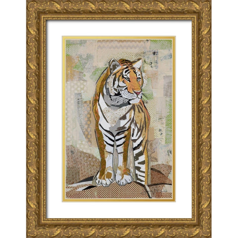Tiger Strength Gold Ornate Wood Framed Art Print with Double Matting by McGee, Jenny