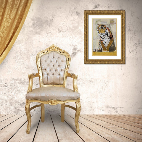 Tiger Perseverance Gold Ornate Wood Framed Art Print with Double Matting by McGee, Jenny