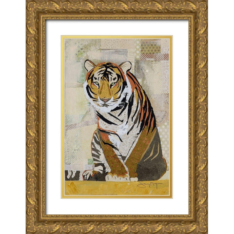 Tiger Perseverance Gold Ornate Wood Framed Art Print with Double Matting by McGee, Jenny