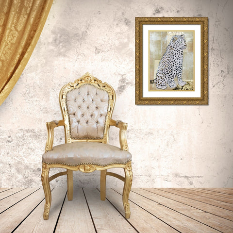 Leopard Beauty Gold Ornate Wood Framed Art Print with Double Matting by McGee, Jenny