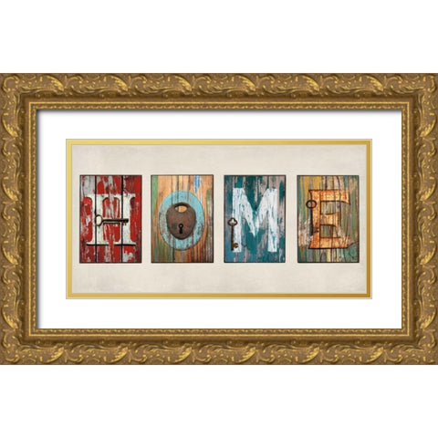 HOME Gold Ornate Wood Framed Art Print with Double Matting by Macdowell, Janie