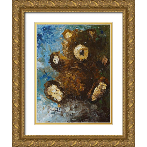 Teddy Bear Gold Ornate Wood Framed Art Print with Double Matting by Foster, Joseph Marshal