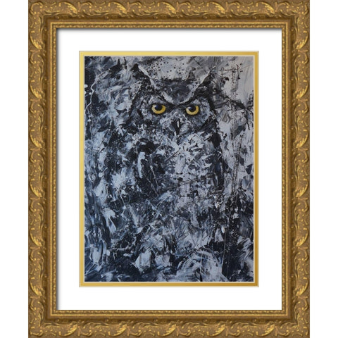 Owl II Gold Ornate Wood Framed Art Print with Double Matting by Foster, Joseph Marshal