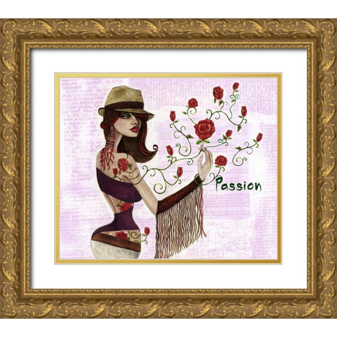 Diablo Gold Ornate Wood Framed Art Print with Double Matting by Goddess, Jami
