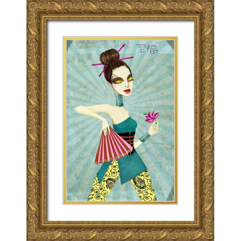 Geisha II Gold Ornate Wood Framed Art Print with Double Matting by Goddess, Jami