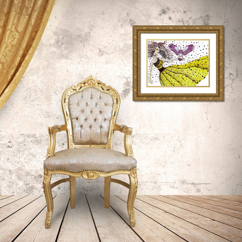 Owl II Gold Ornate Wood Framed Art Print with Double Matting by Goddess, Jami