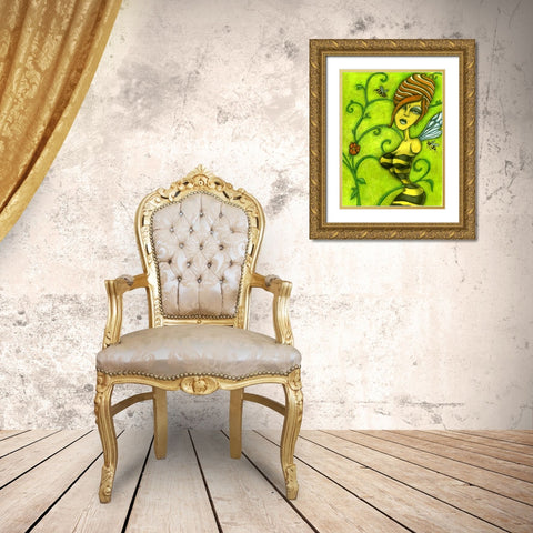 Queen Bee Gold Ornate Wood Framed Art Print with Double Matting by Goddess, Jami