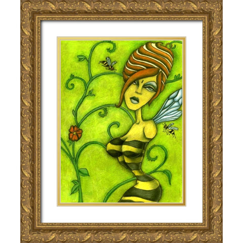 Queen Bee Gold Ornate Wood Framed Art Print with Double Matting by Goddess, Jami