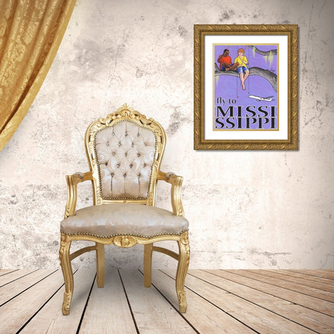 Fly to Mississippi Gold Ornate Wood Framed Art Print with Double Matting by Got, Jean Pierre