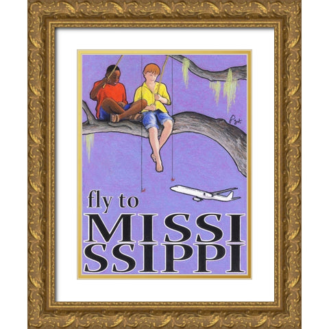 Fly to Mississippi Gold Ornate Wood Framed Art Print with Double Matting by Got, Jean Pierre